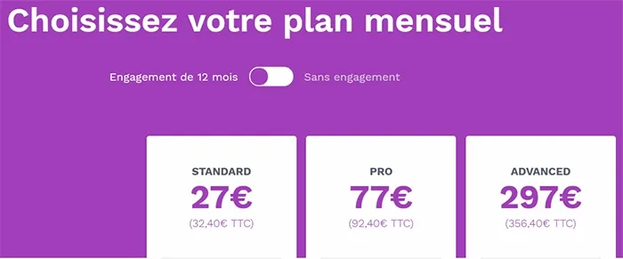 plan mensuel chez dropizi