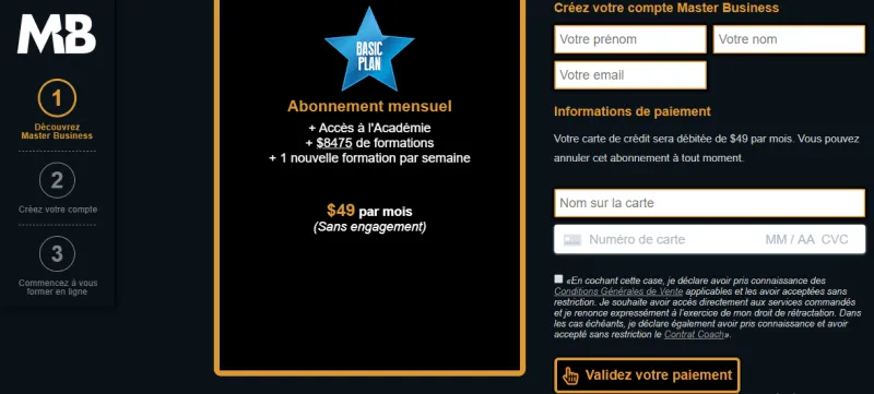 inscription master business avis